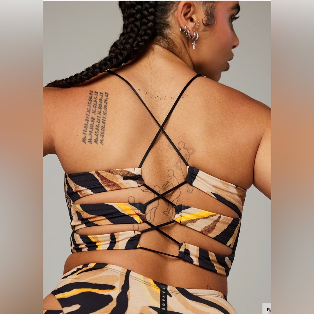Savage x Fenty‎ sport WILDCAT ANIMAL INSTINXX STRAPPY-BACK TANK size small new